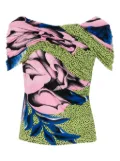 Versace Pre-Owned 1990s floral-print draped blouse - Green