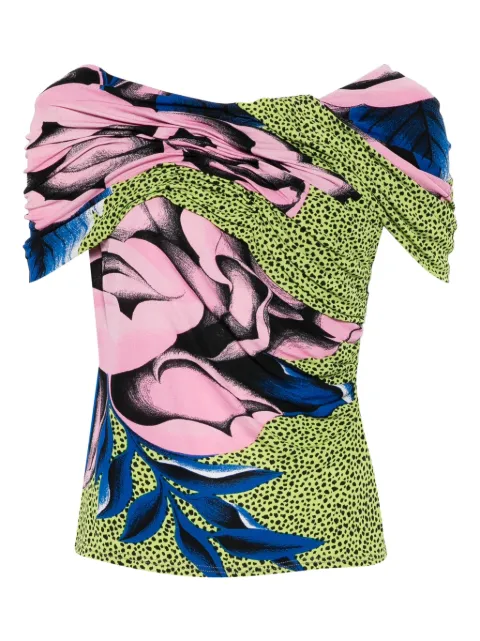 Versace Pre-Owned 1990s floral-print draped blouse