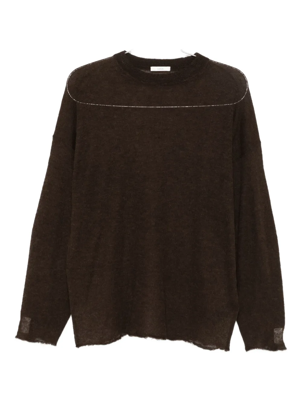 Haikure frayed-hemline round-neck sweater Bruin