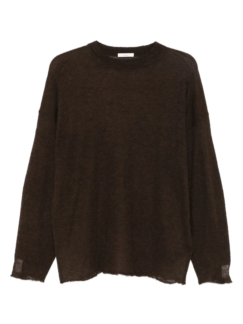 Haikure frayed-hemline round-neck sweater Bruin