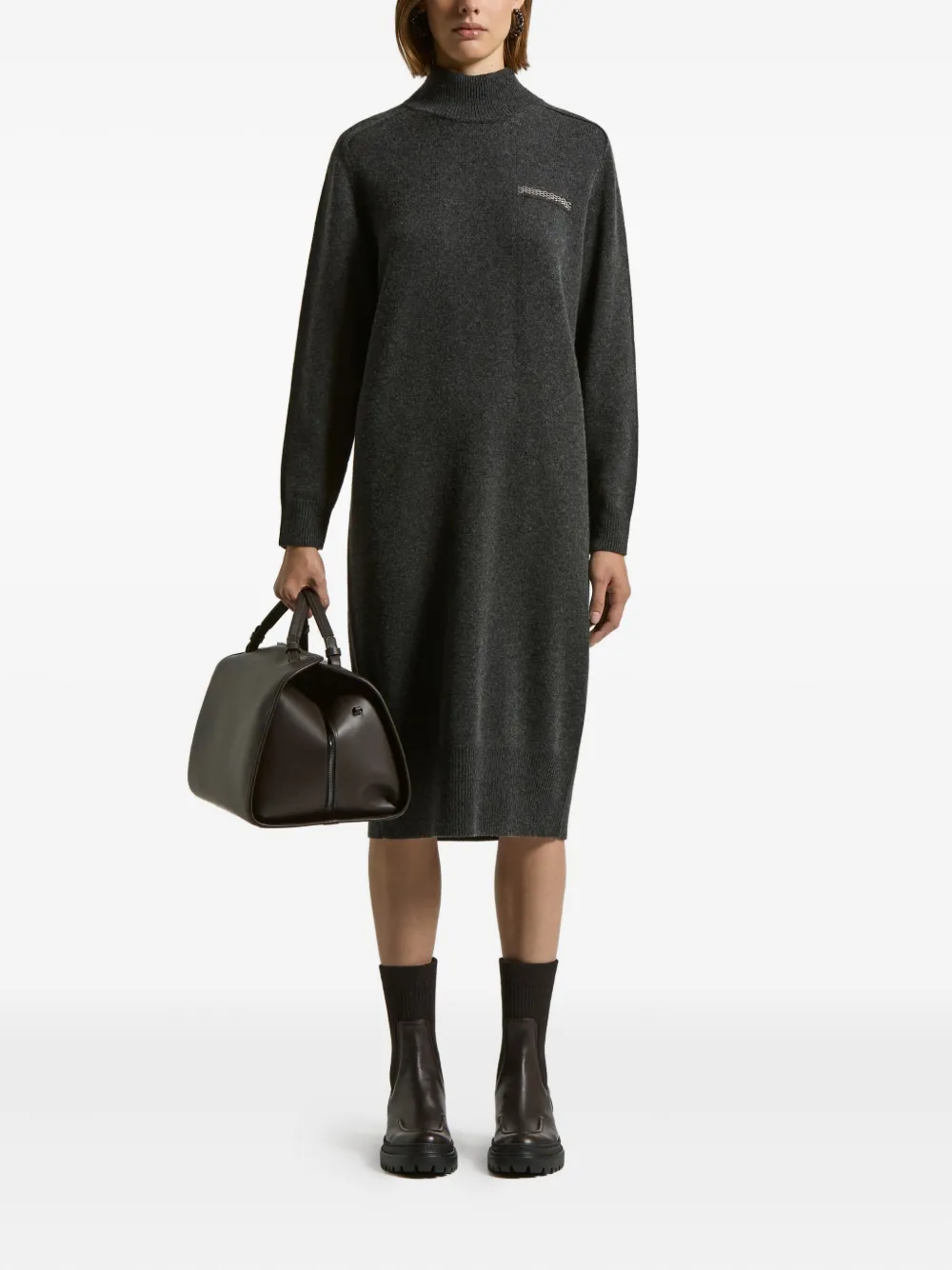 Peserico Kasjmier jurk met detail - Grijs