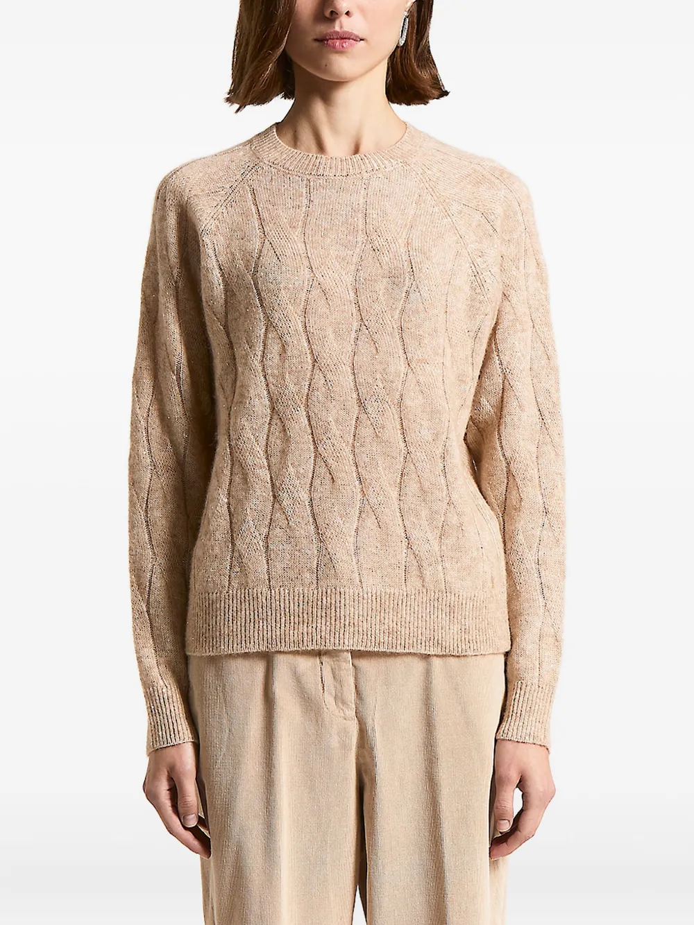 Peserico cable knit crew neck knitwear - Toni neutri