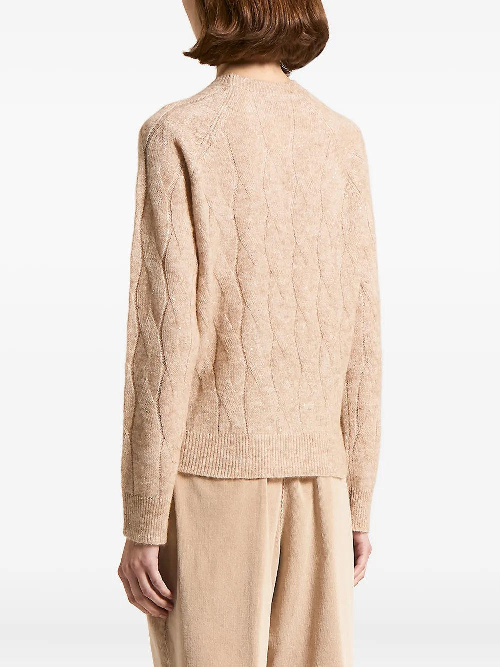 Peserico Kabelgebreide trui met ronde hals Beige
