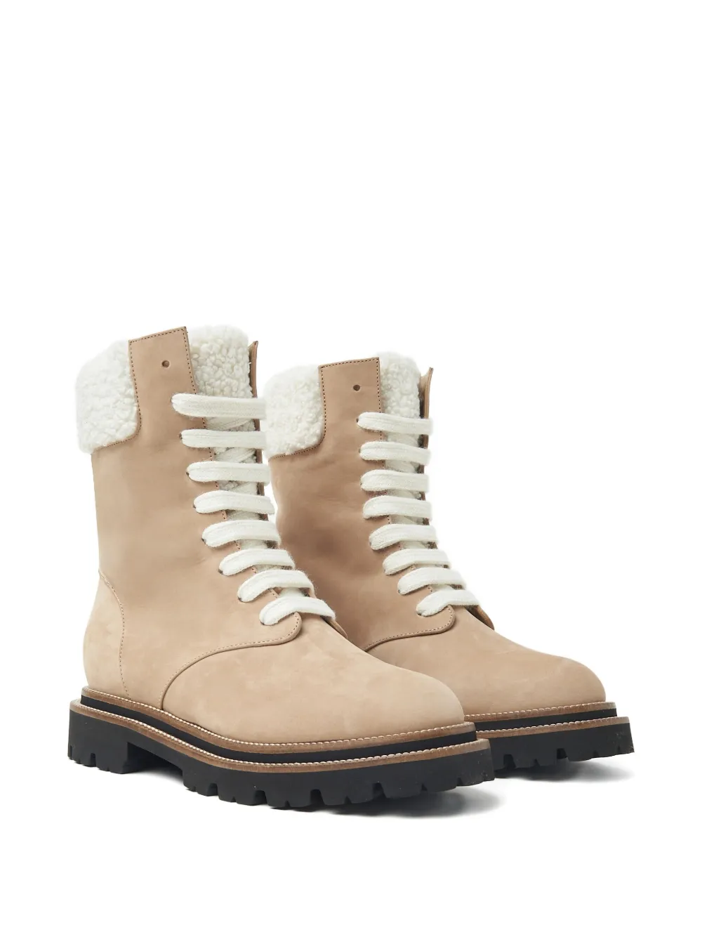 Peserico lace-up shearling-trim boots Brown