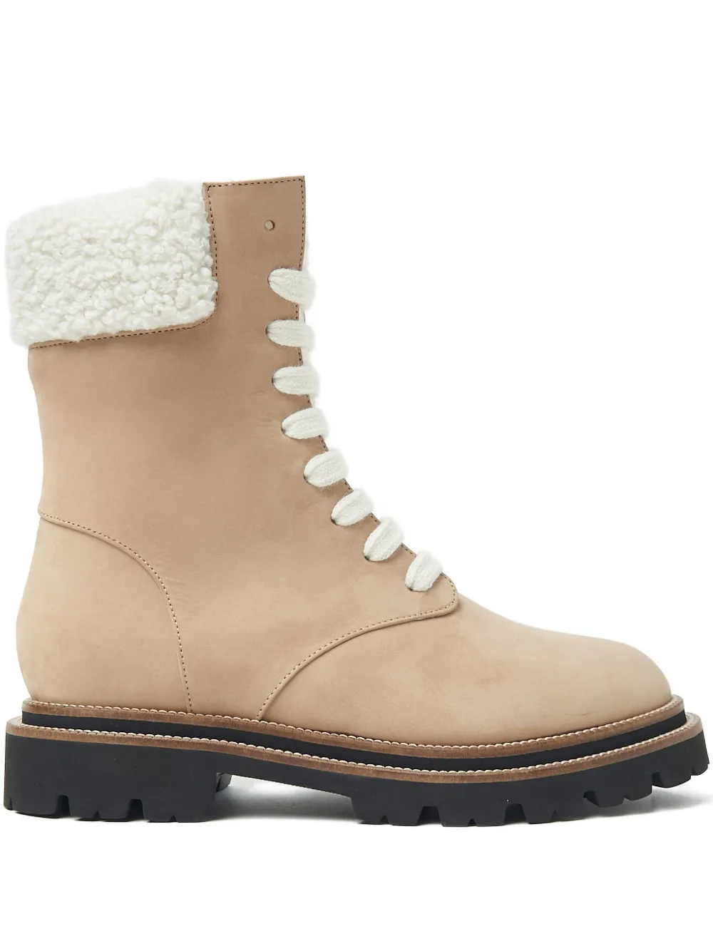 Peserico lace-up shearling-trim boots Brown