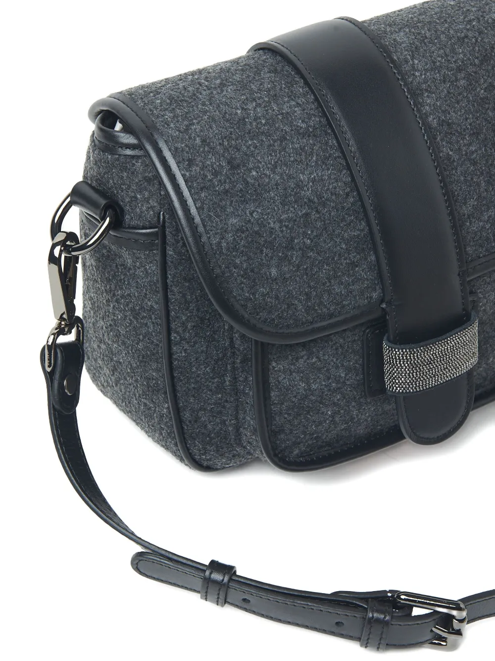 Peserico Schoudertas met leren afwerking Grijs