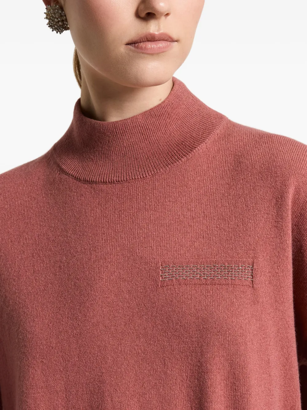 Peserico Trui met verfraaid detail en hoge hals Rood