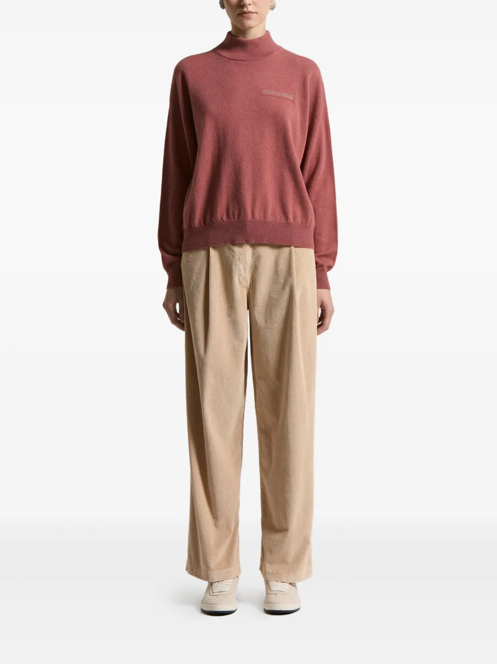 Peserico Trui met verfraaid detail en hoge hals Rood