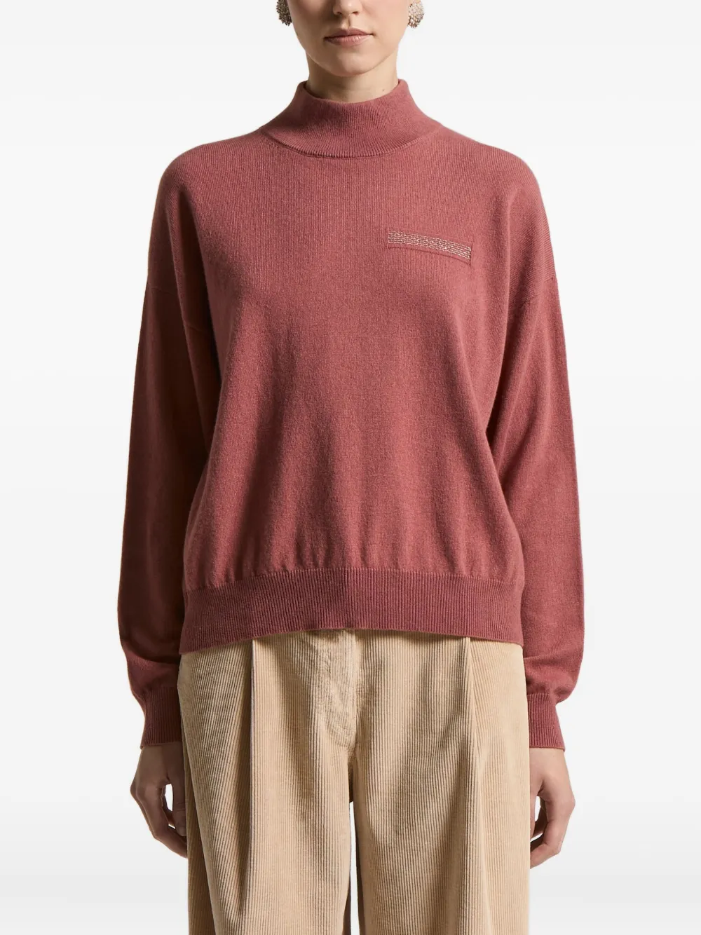 Peserico high-neck embellished-detail sweater | Red | Image 1