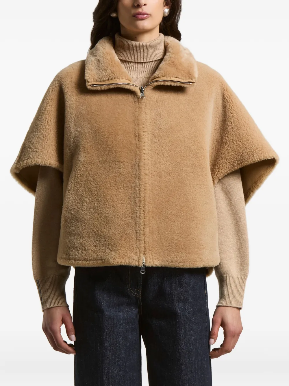 Peserico embossed-logo zip-front cape | Neutrals | Image 1