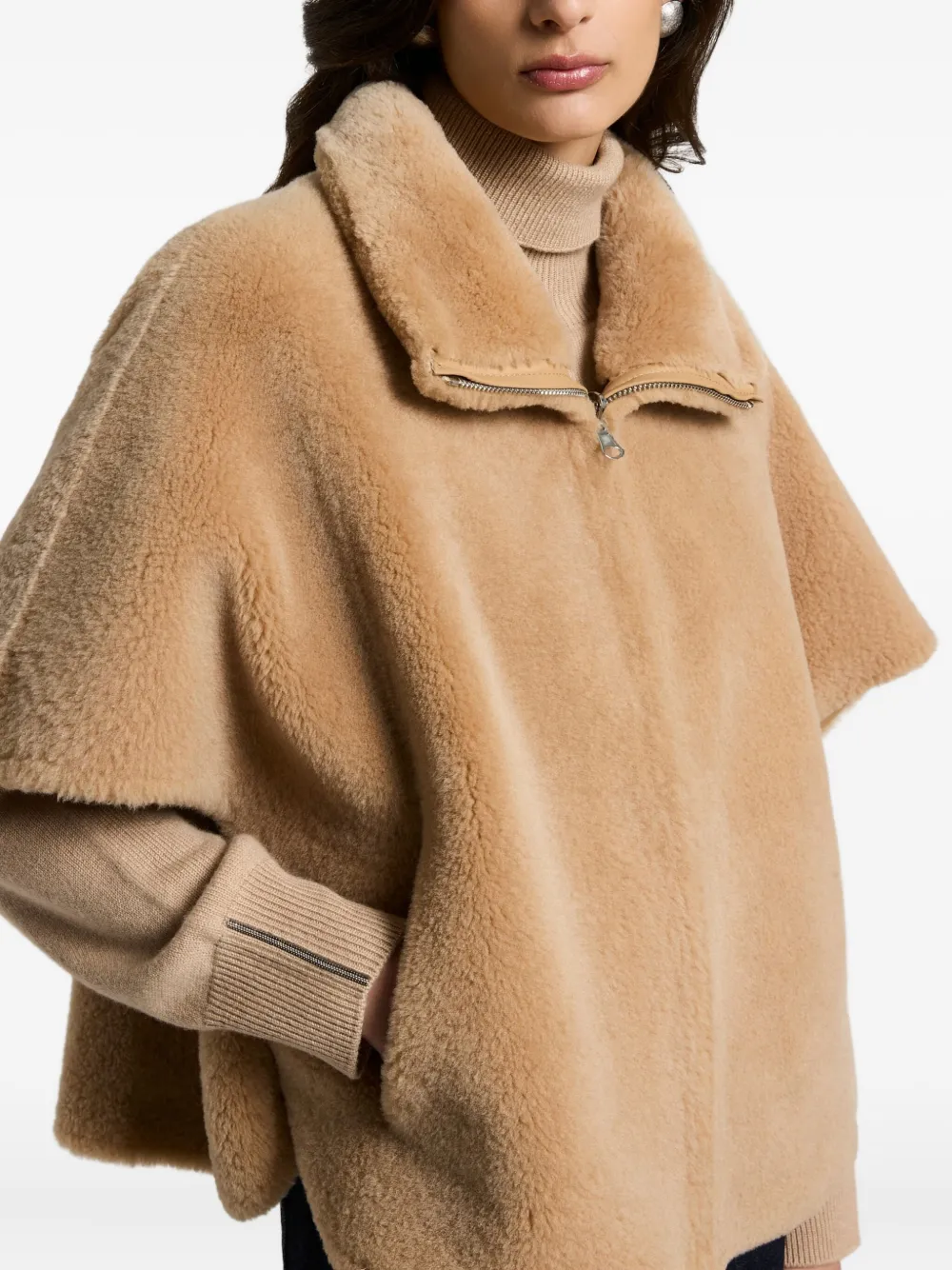 Peserico Embossed-logo Zip-front Cape In Multi