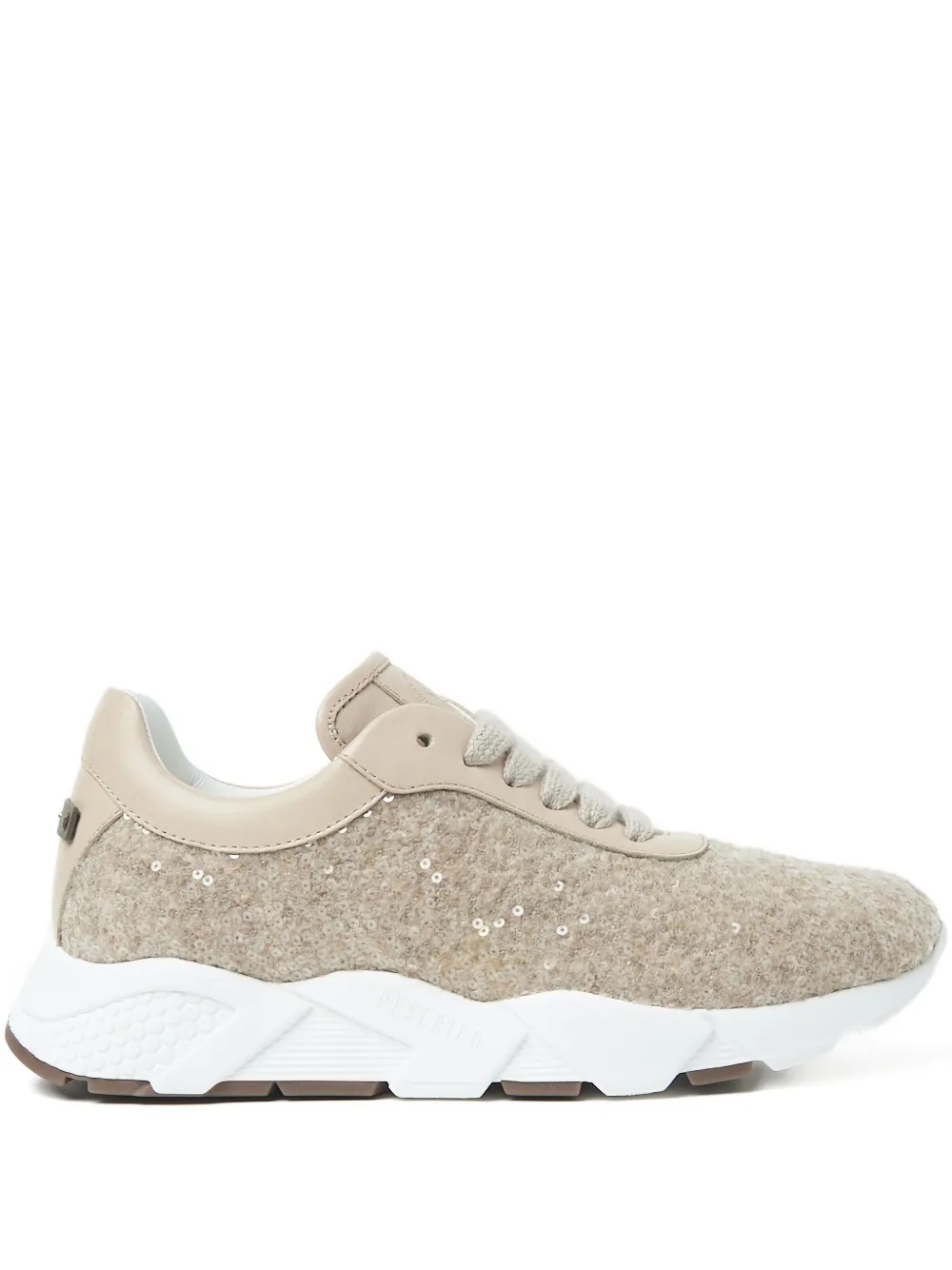 Peserico sequin-embellished leather sneakers Neutrals