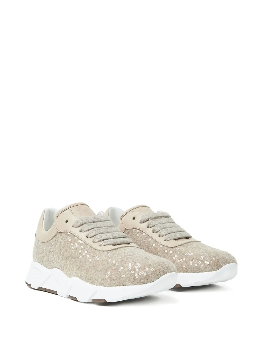 Peserico sequin-embellished leather sneakers - Beige