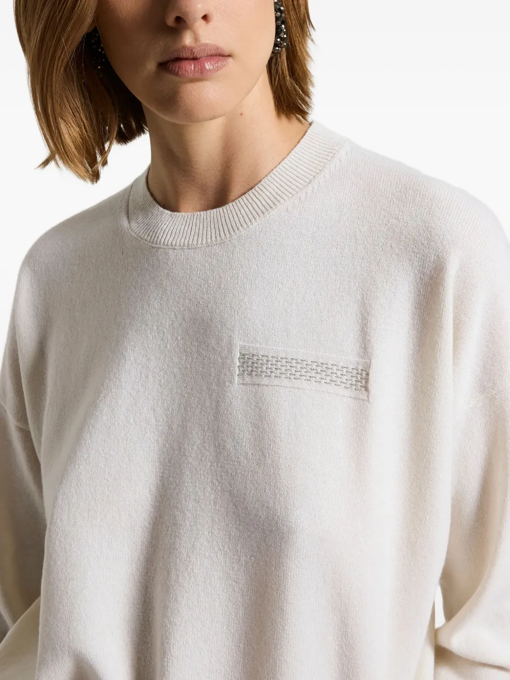 Peserico Detailing Long-sleeves Sweater In White
