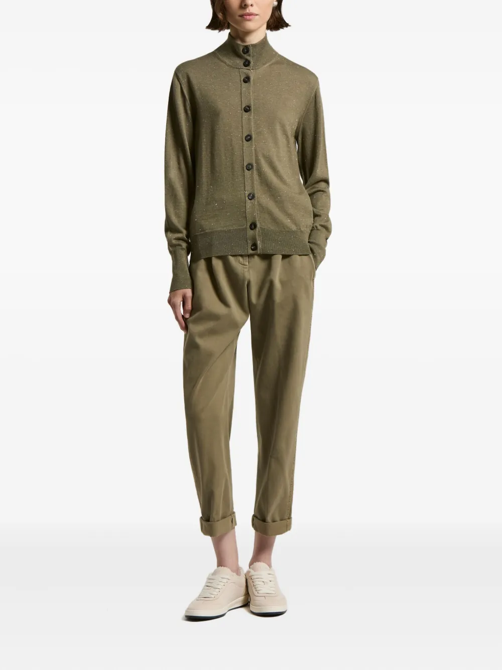 Peserico Vest met hoge hals en lange mouwen Groen