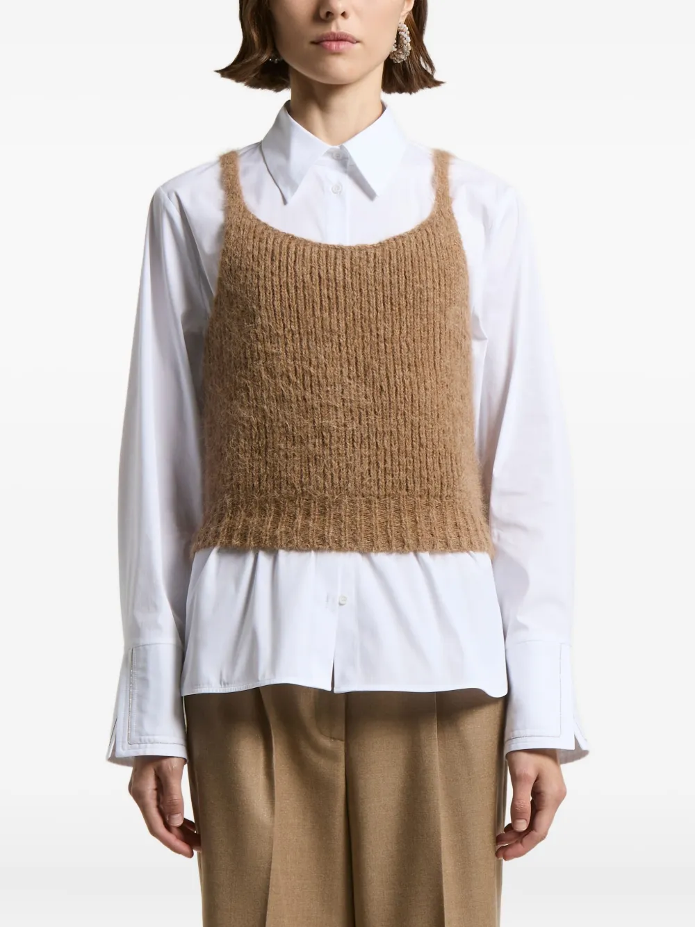 Peserico squared-neckline sleeveless top | Neutrals | Image 1