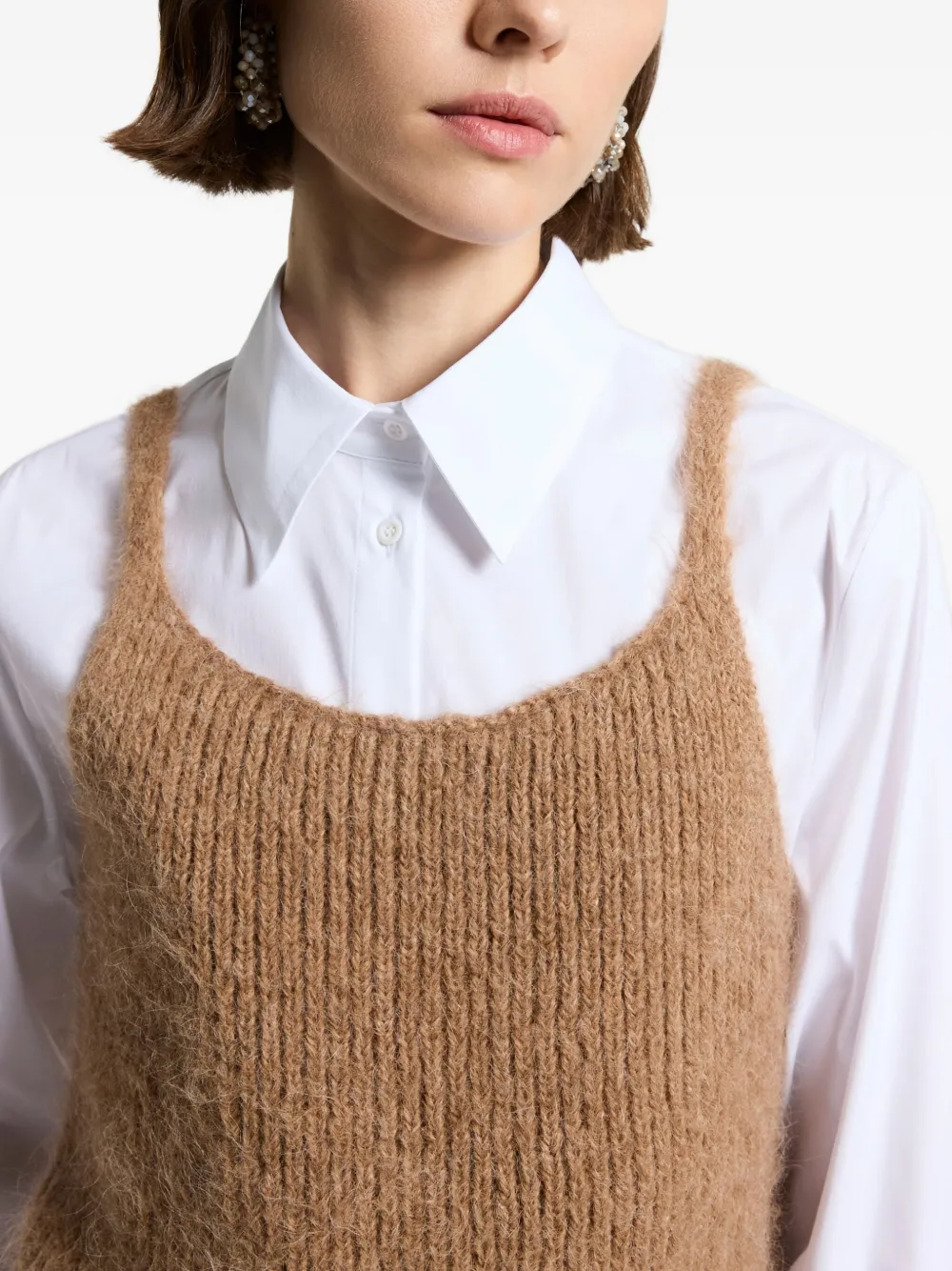 Peserico Mouwloze top met vierkante hals Beige