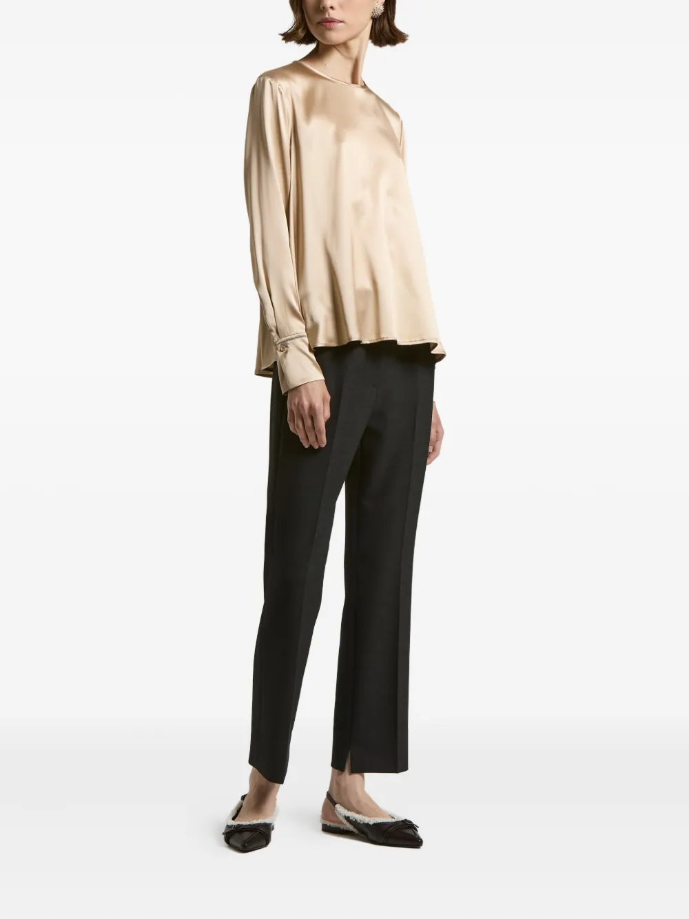 Peserico round-neck silk-blend blouse - Beige