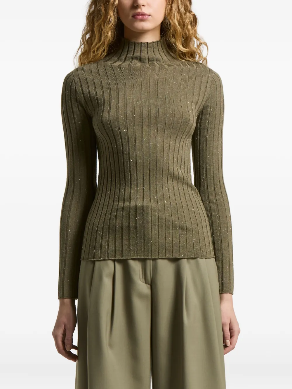 Peserico long-sleeves glitter-detaill pullover | Green | Image 1