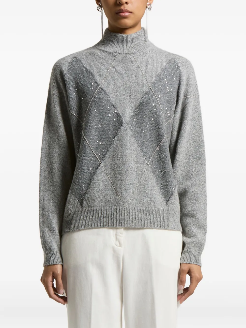 Peserico high-neck sequin-embellished sweater | Grey | Image 1