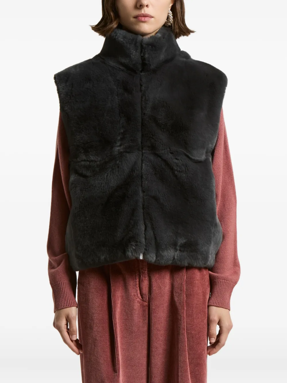 Peserico high-neck zip-fastening waistcoat | Grey | Image 1
