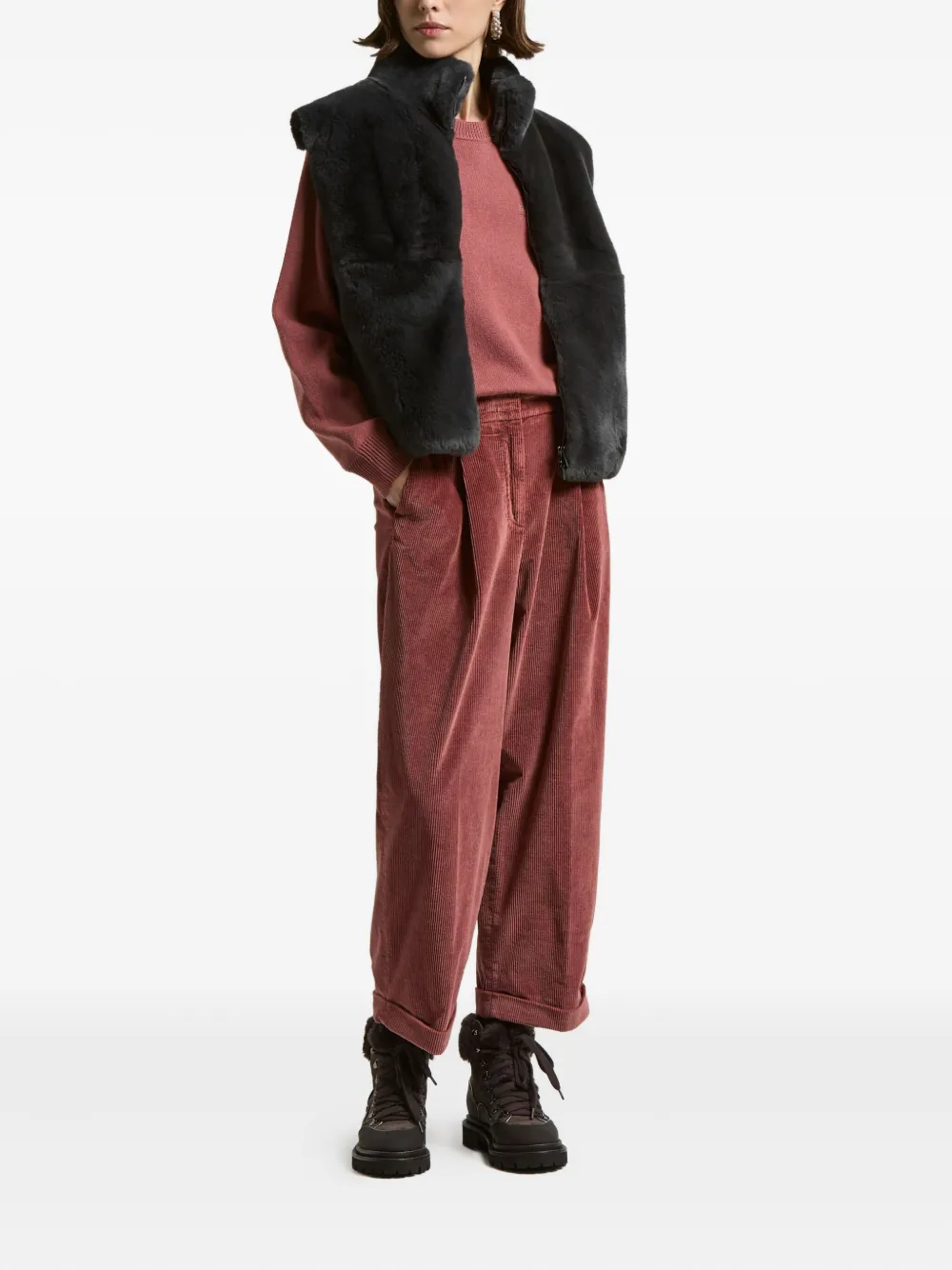 Peserico High-neck Zip-fastening Waistcoat In Gray