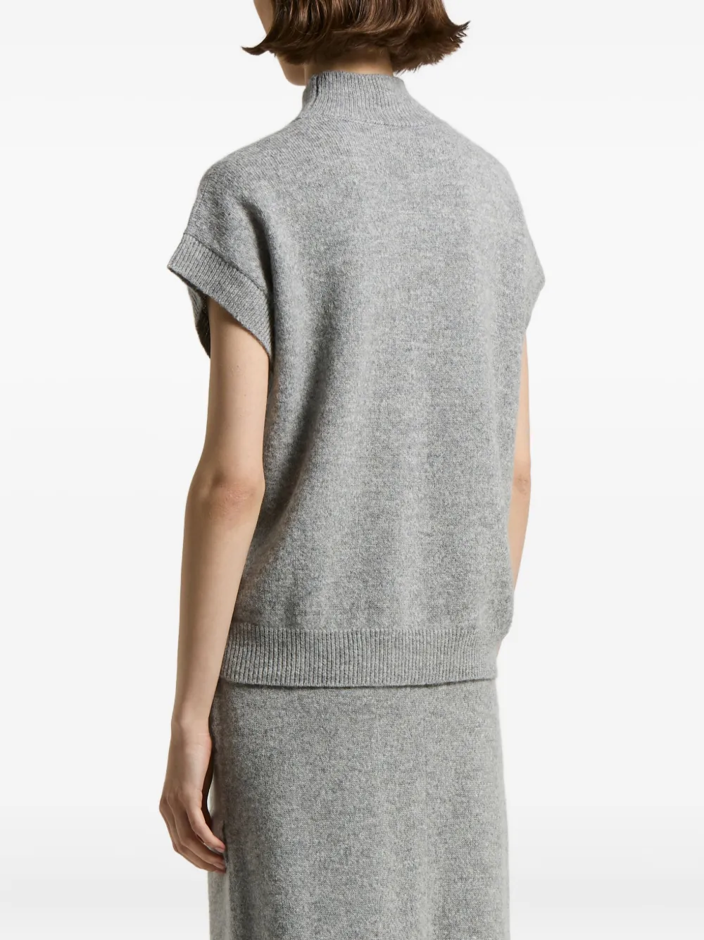Peserico Sequin-embellished High-neck Vest In Gray