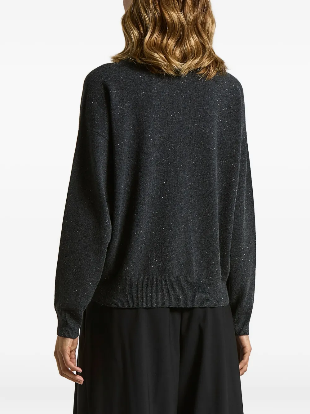 Peserico High Neck Embellished Sweater In Black