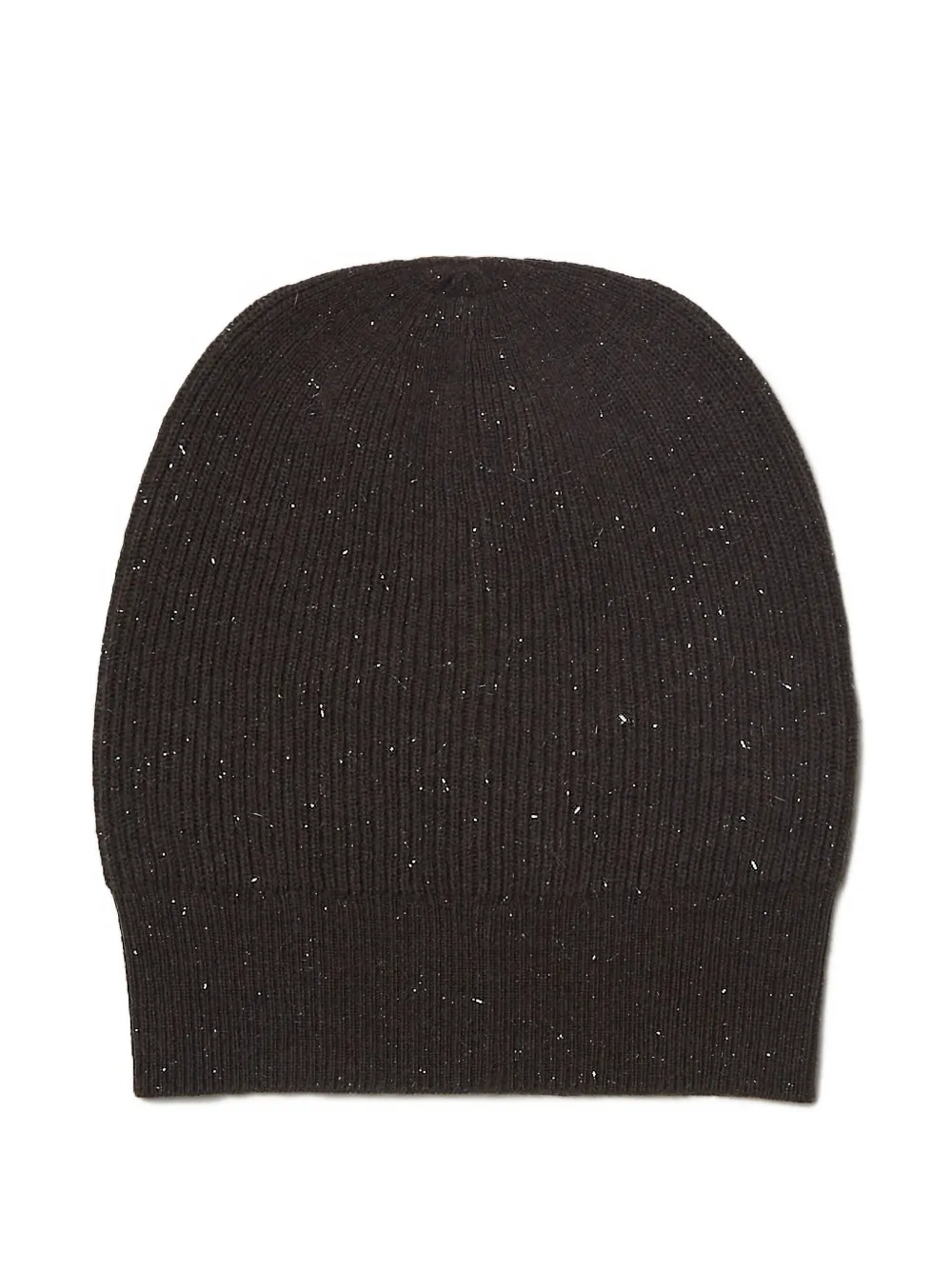Peserico Ribbed Glitter Beanie In Brown
