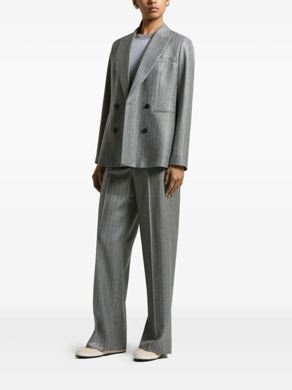 Peserico stripe-pattern trousers - Grijs