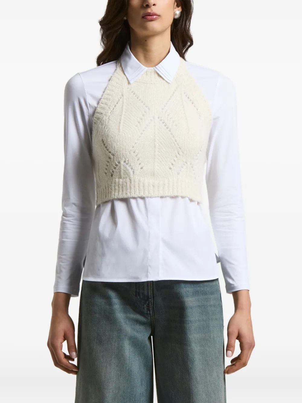 Peserico halter-neck cable-knit top | White | Image 1