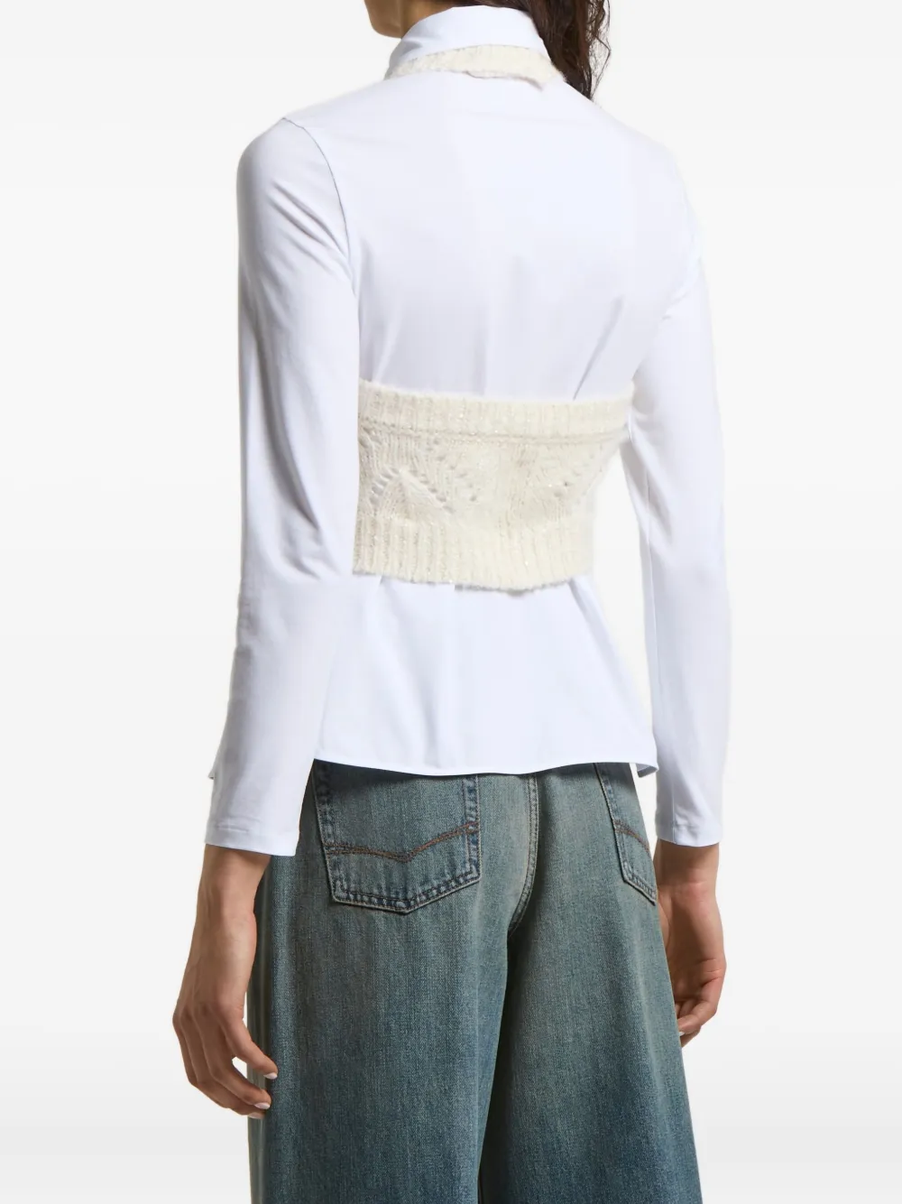 Peserico Kabelgebreide top met halternek Wit