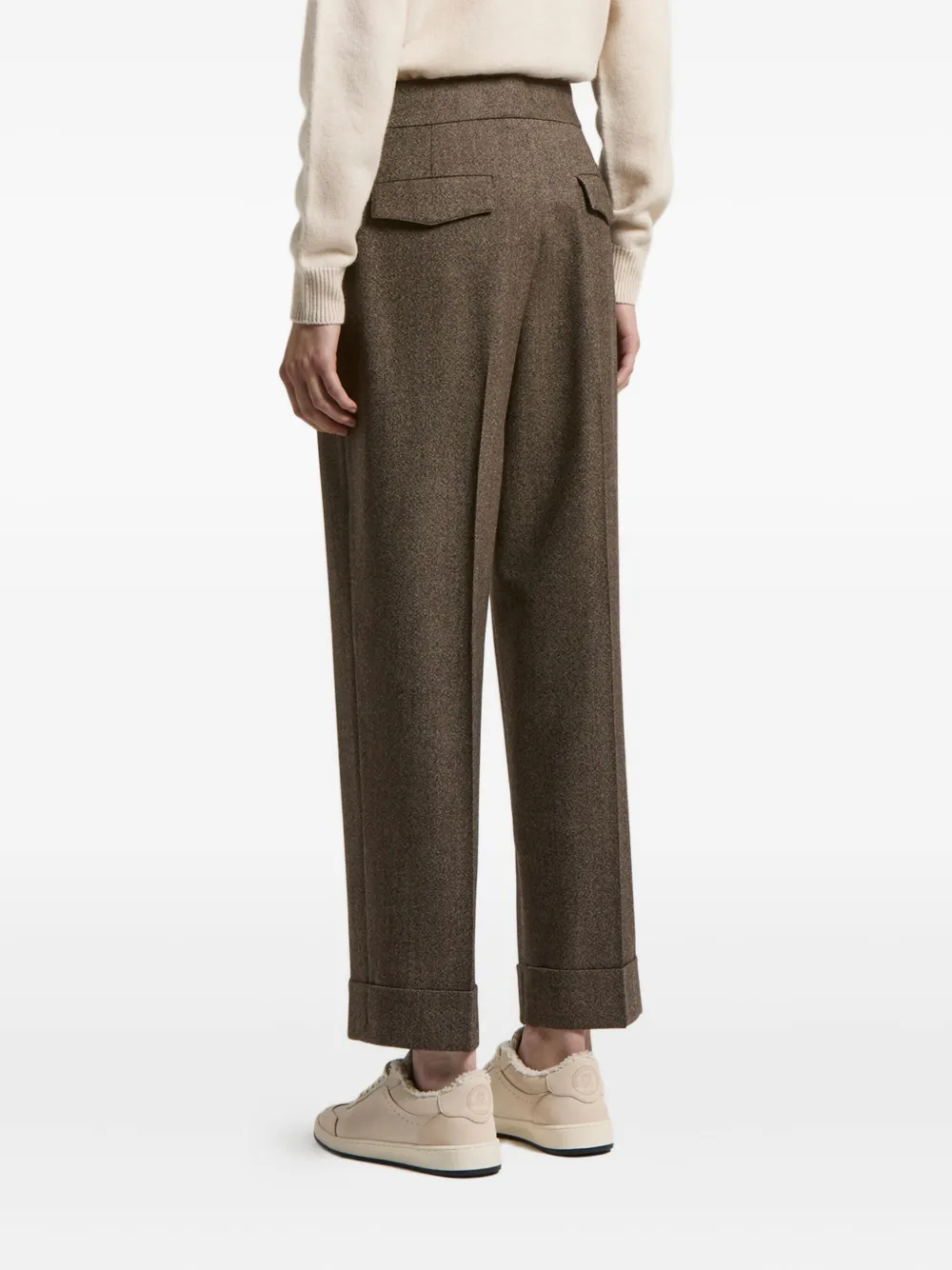 Peserico Cuffed-hem Trousers In Brown
