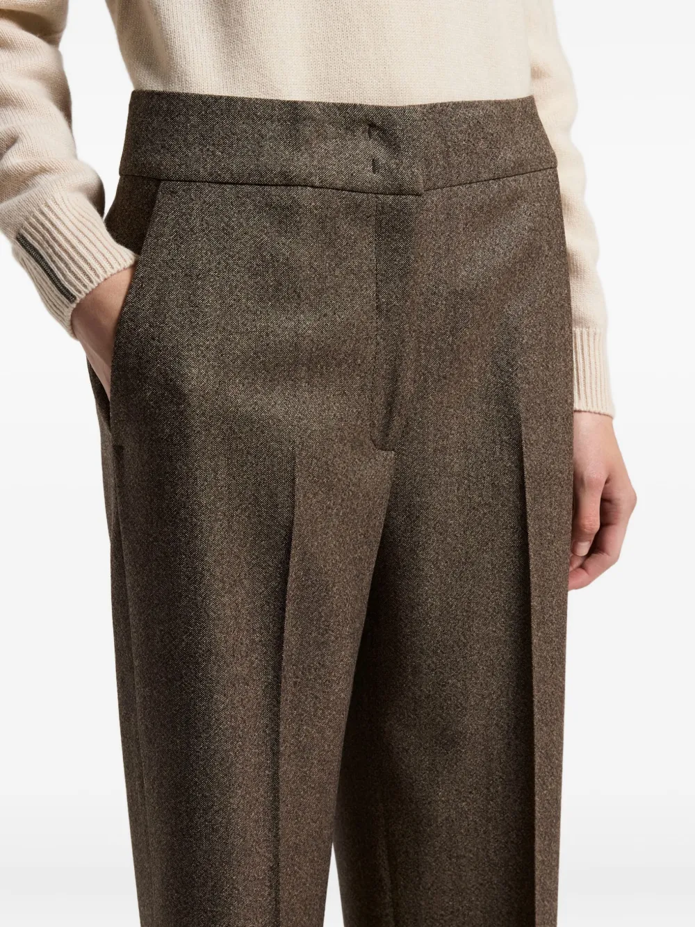 Peserico Cuffed-hem Trousers In Brown