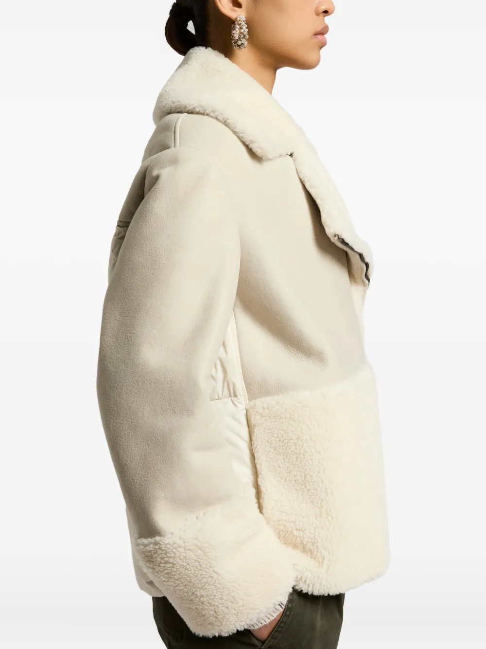 Peserico Panelled Shearling Jacket In White