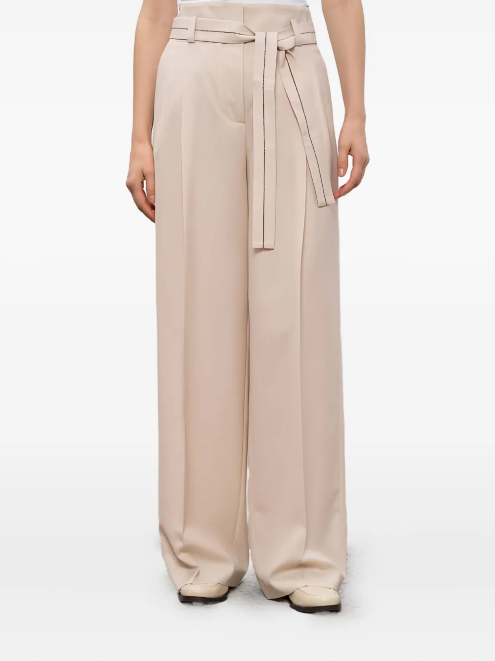 Peserico Plooibroek met ceintuur Beige