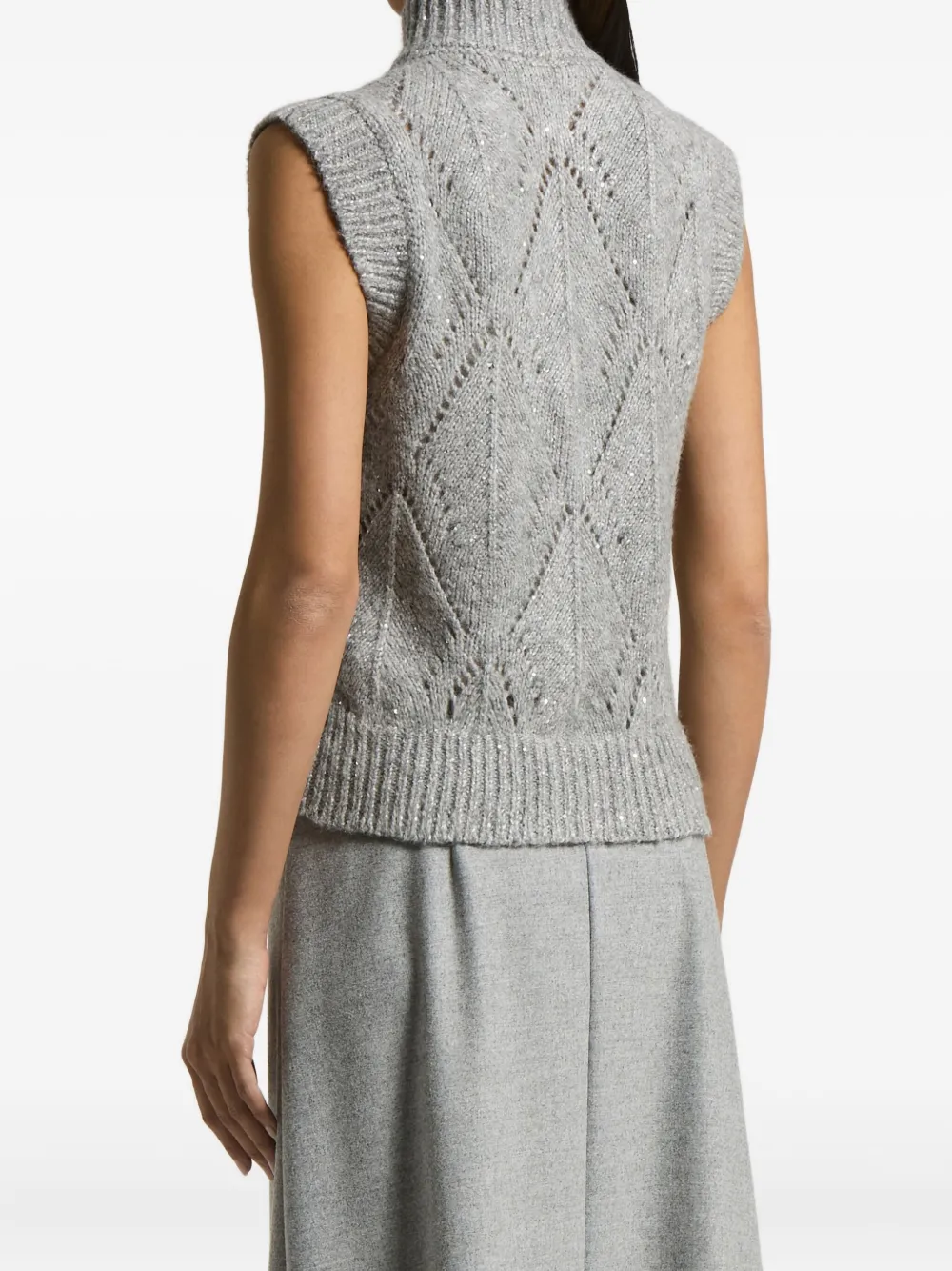Peserico Zip-front Sleeveless Cardigan In Gray