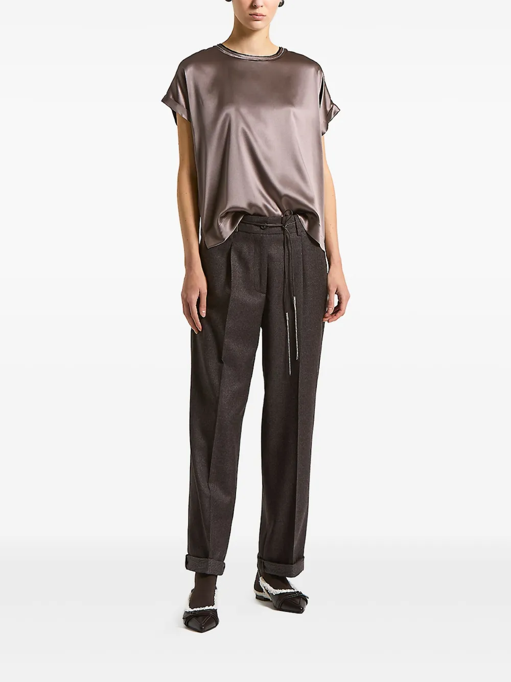 Peserico Top met ronde hals - Bruin