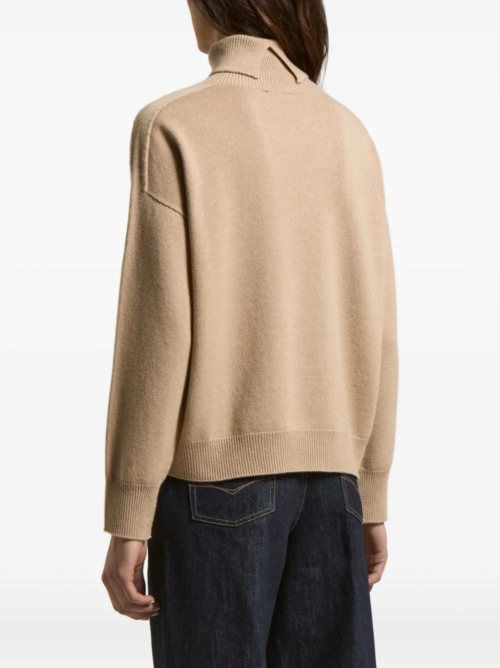Peserico Turtleneck Ribbed-cuff Sweater In Neutral