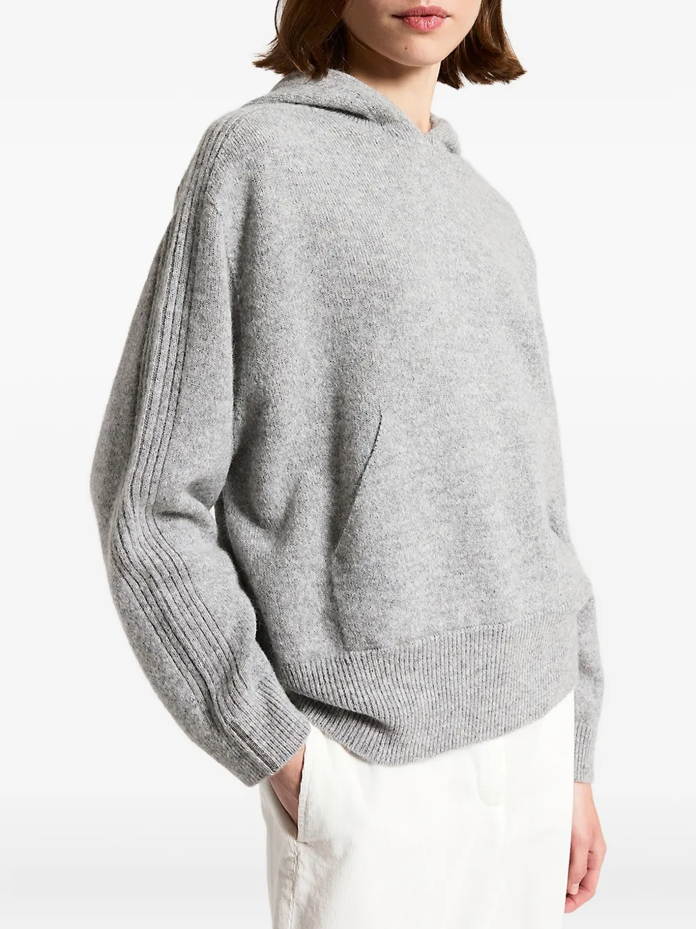 Peserico Geribbelde trui met capuchon Grijs
