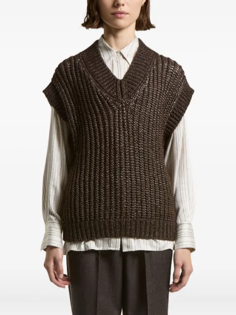 Peserico metallic-effect V-neck vest