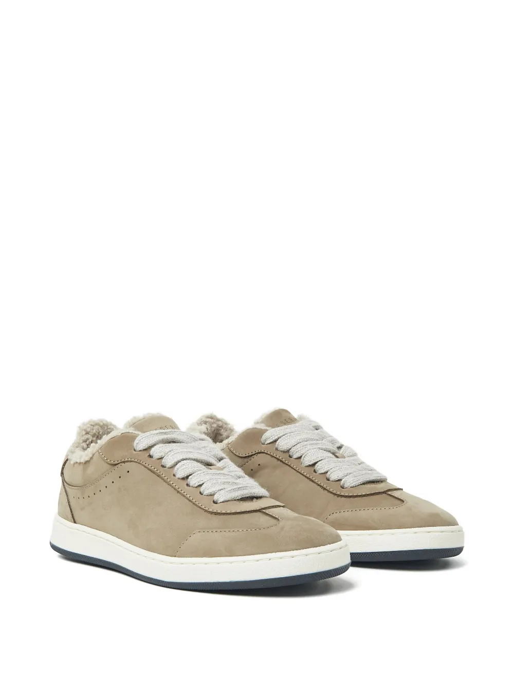Peserico shearling-lined lace-up sneakers - Beige