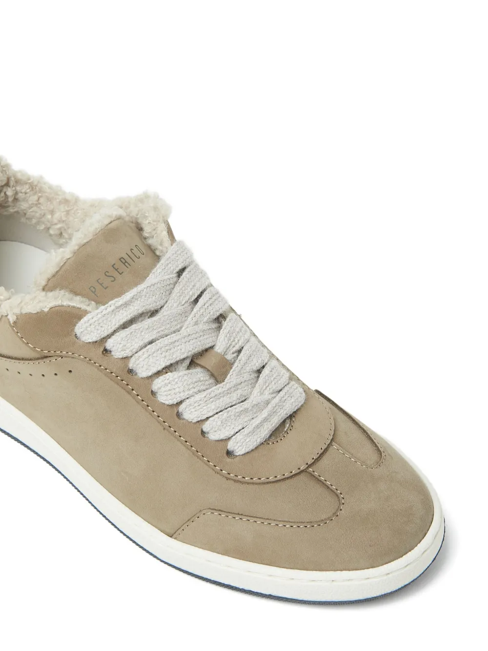 Peserico Shearling-lined Lace-up Sneakers In Brown