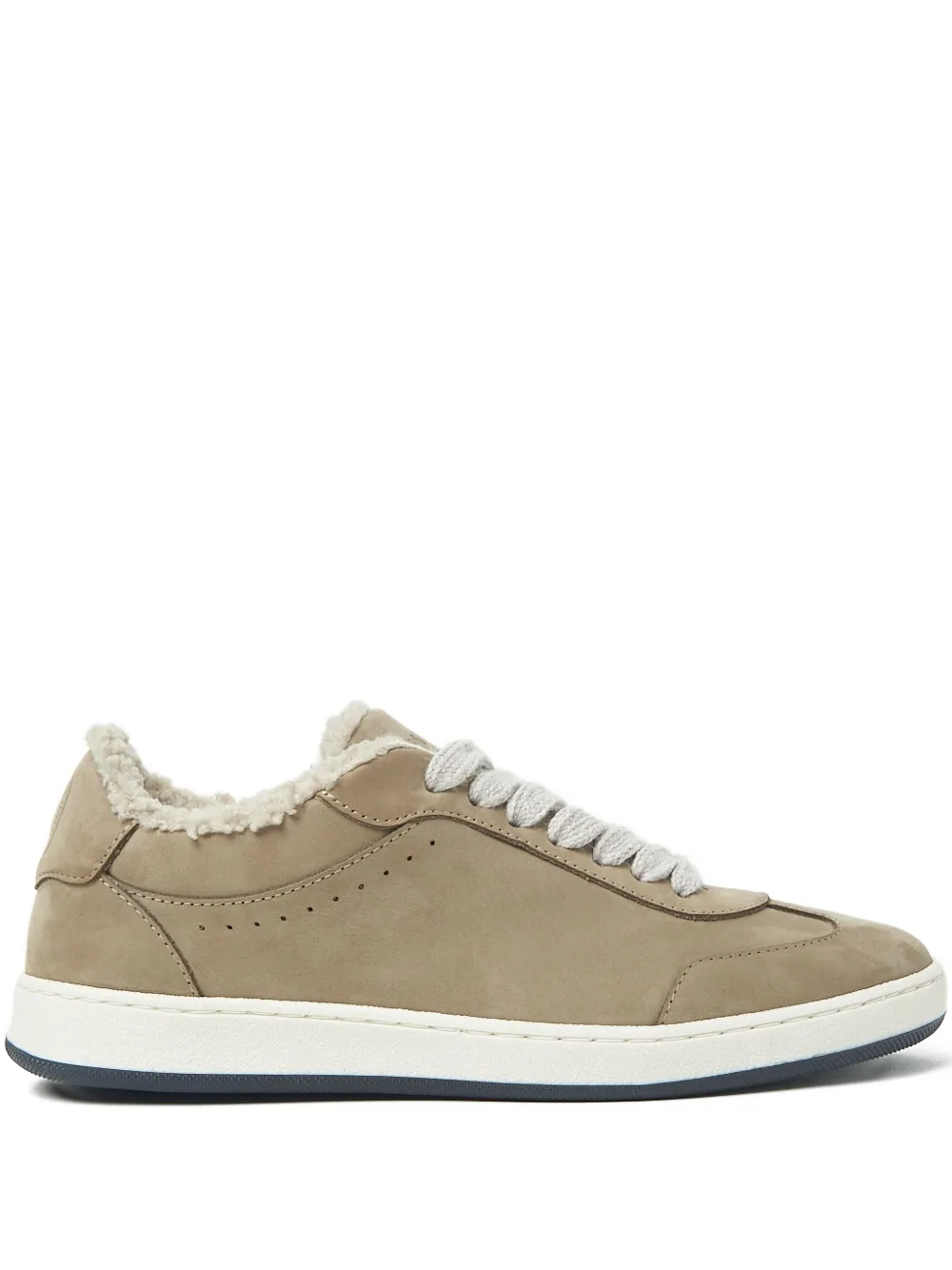 Peserico shearling-lined lace-up sneakers Neutrals