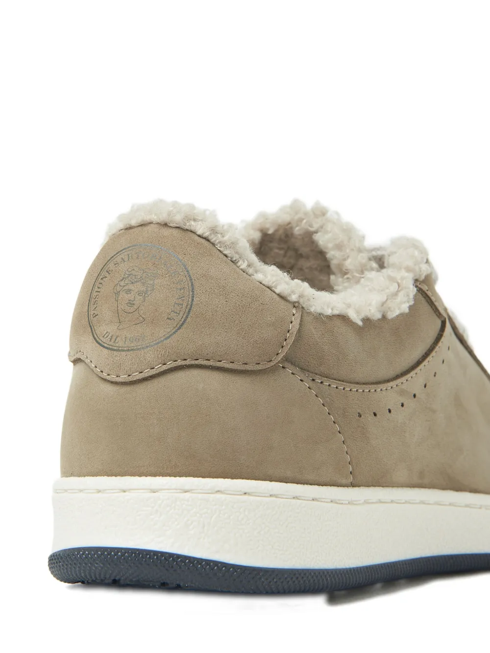 Peserico Shearling-lined Lace-up Sneakers In Brown