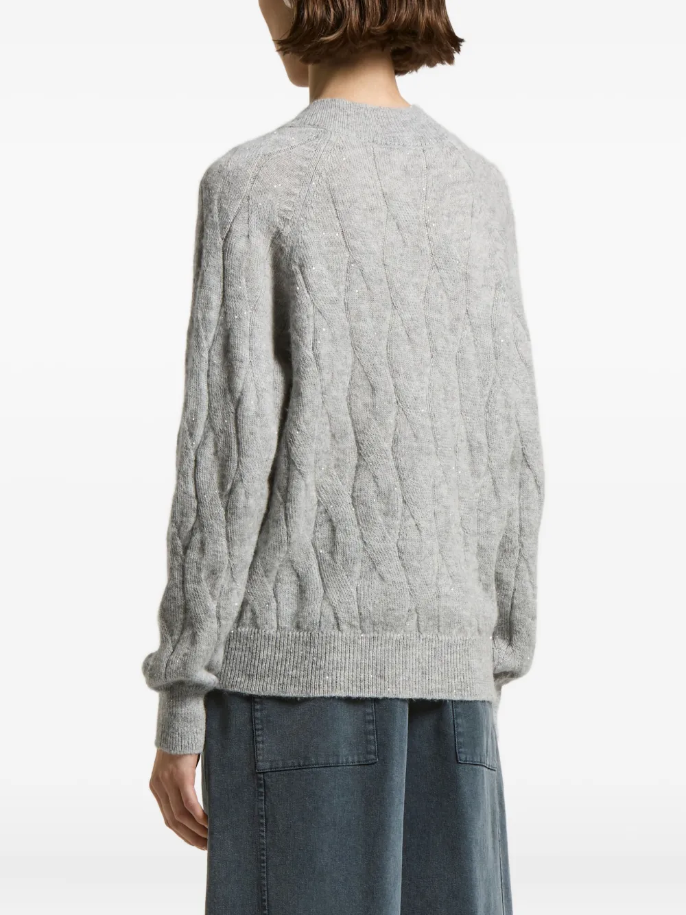 Peserico V-neck Cable-knit Sweater In Gray