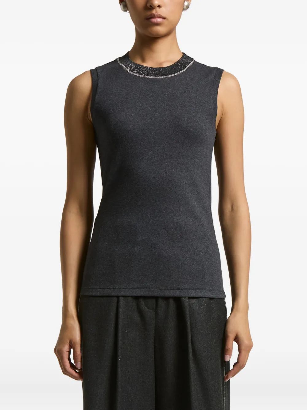 Peserico embellished-neck sleeveless top | Grey | Image 1