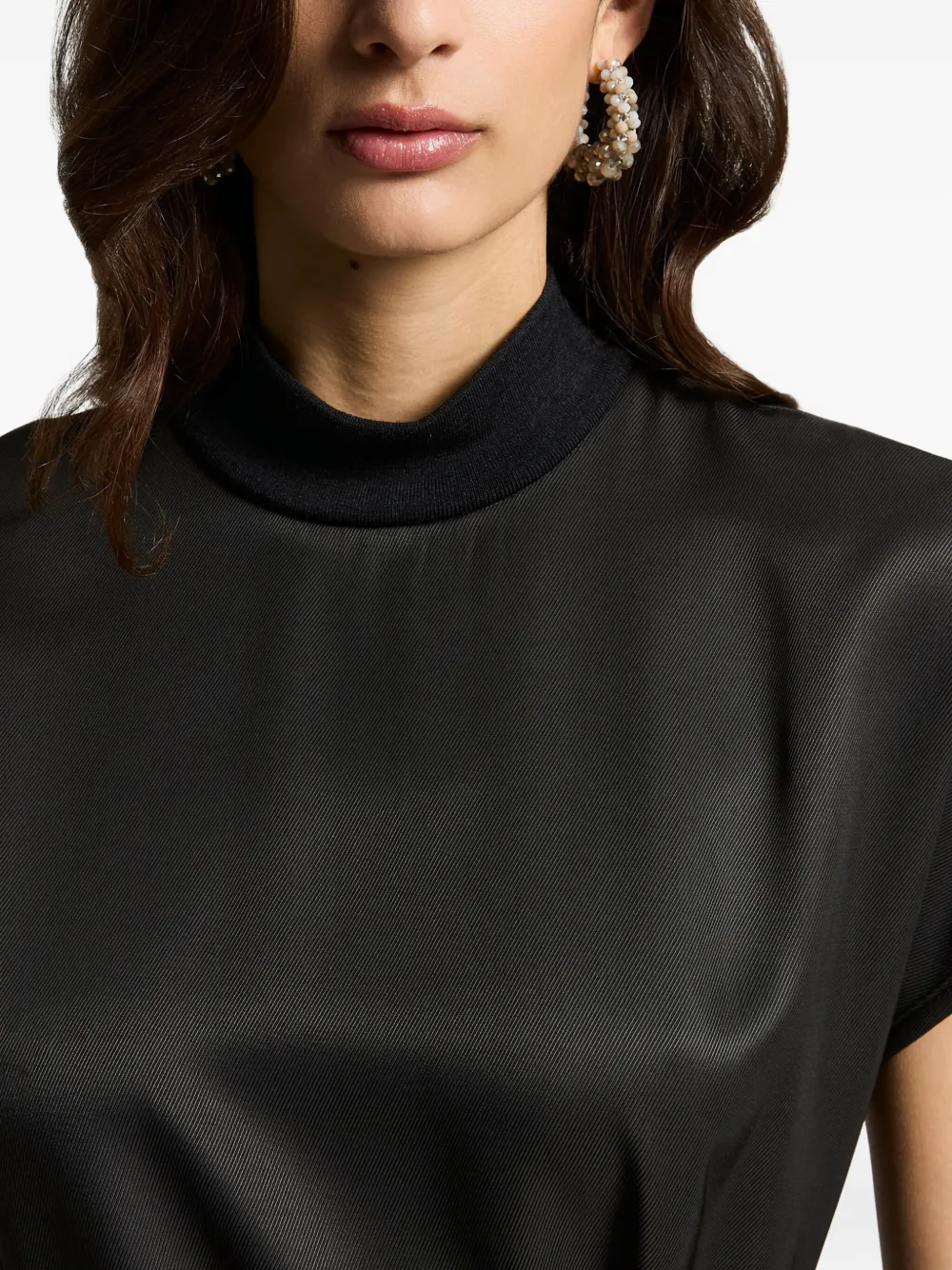 Peserico Asymmetrische jurk met col Zwart