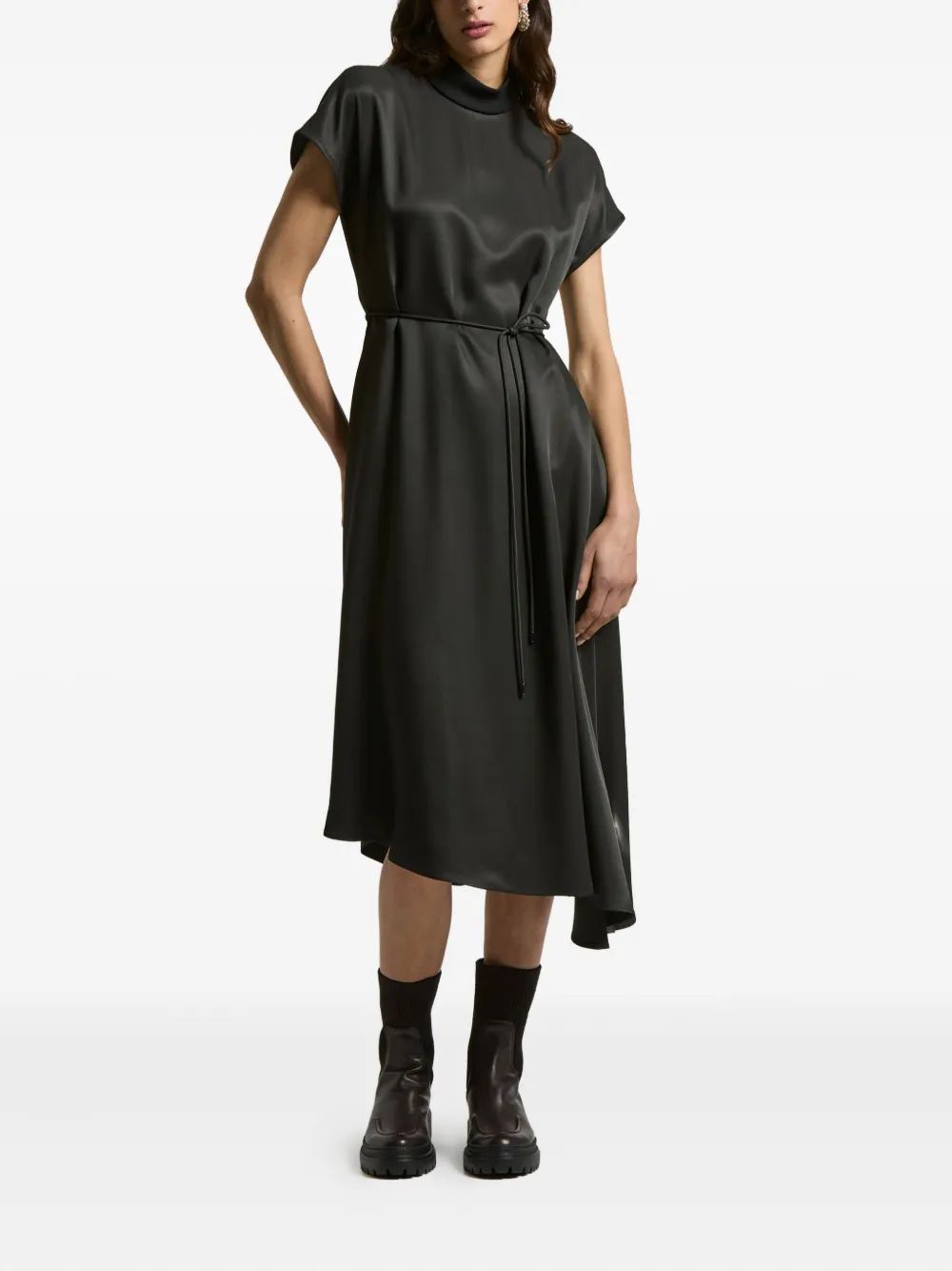 Peserico Asymmetrische jurk met col - Zwart