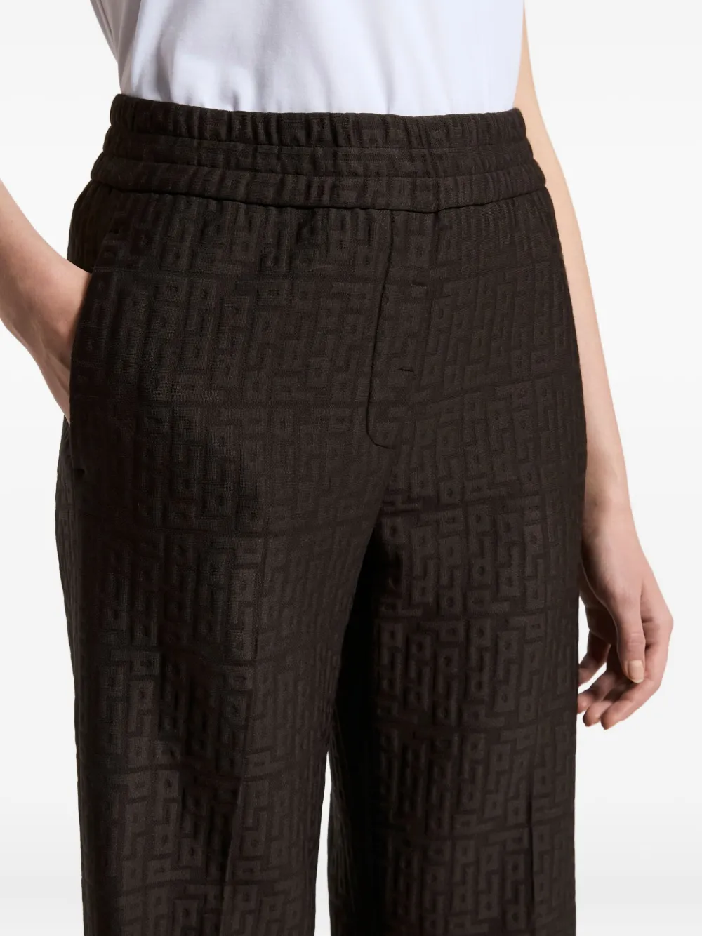 Peserico Geometric-pattern Trousers In Brown